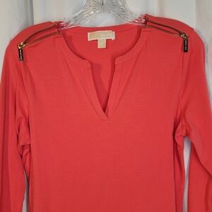 Michael Kors Coral Top with Gold Accents